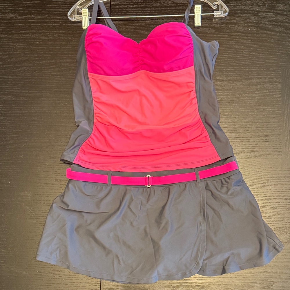 Pink and Gray Swimsuit super supportive and cute on!